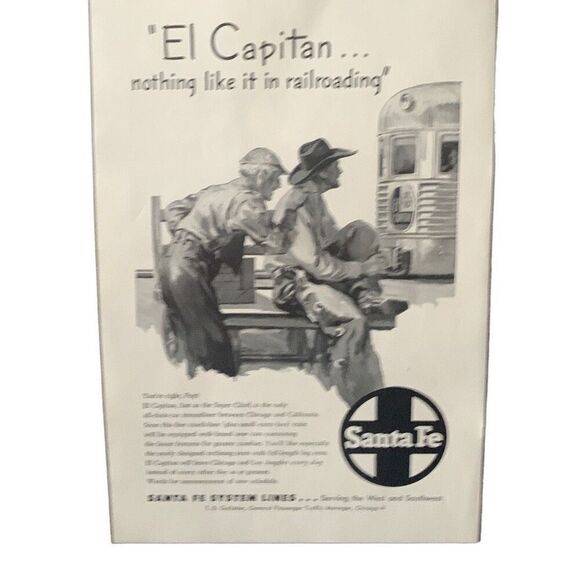 Vintage 1947 Santa Fe El Captain Ad Advertisement - Picture 1 of 4